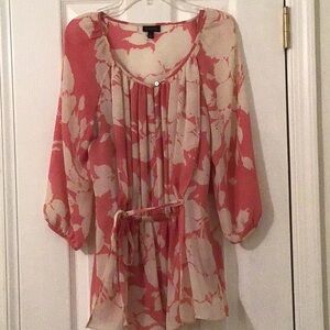Talbots Pink and Cream Floral Top